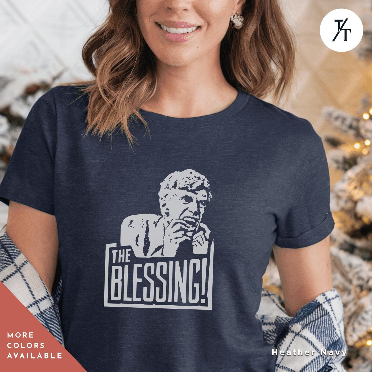 a woman wearing a t - shirt that says the blessing, the blessing christmas vacation shirt uncle lewis shirt, National Lampoon The Blessing Ugly Sweater Shirt, Funny Holiday Christmas Movie tee