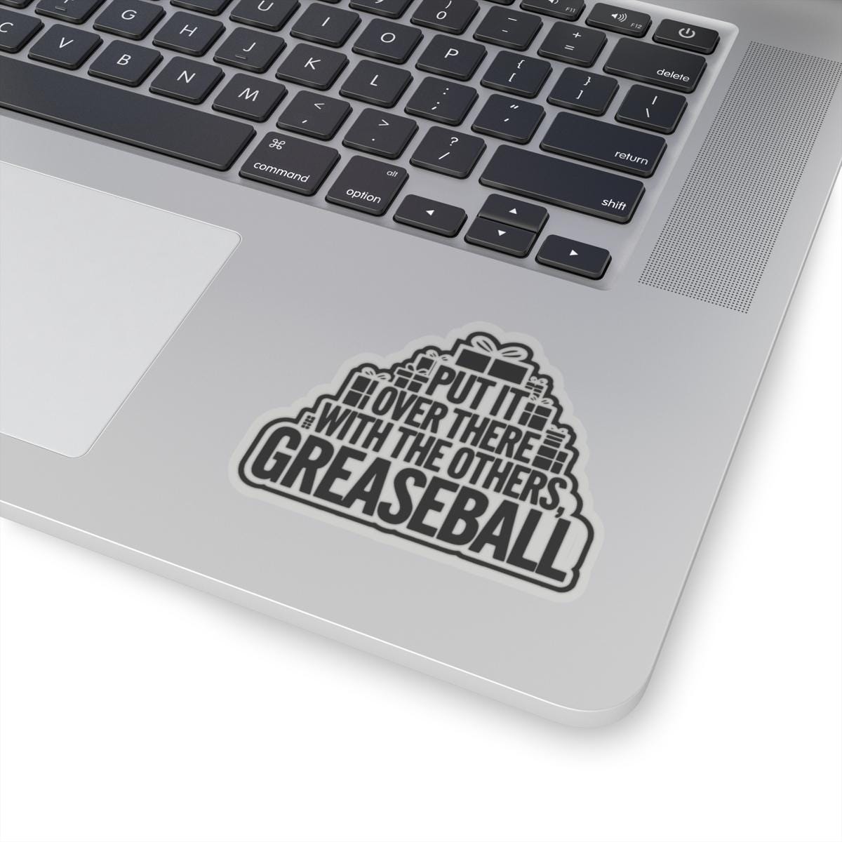 a laptop computer with a sticker on it, National Lampoons Decal, Christmas Vacation stickers, Chevy Chase Stocking Stuffer, Funny You Serious Clark Christmas Vinyl Laptop Stickers