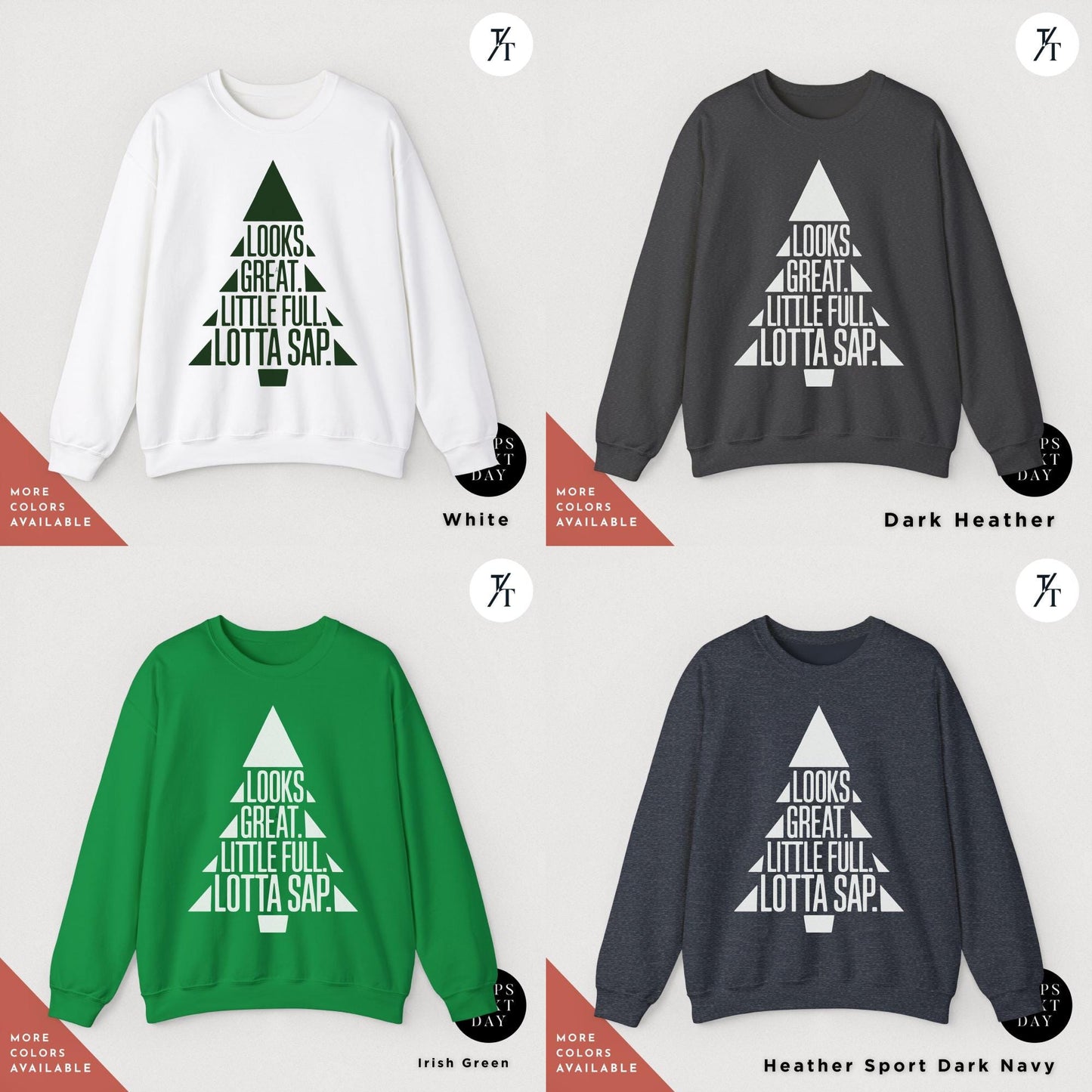 a group of four sweatshirts with different styles of sweatshirts, , christmas tree sweatshirt griswold's tree farm since 1989 crewneck sweatshirt xmas family gift holiday spirit shirt little full lotta sap