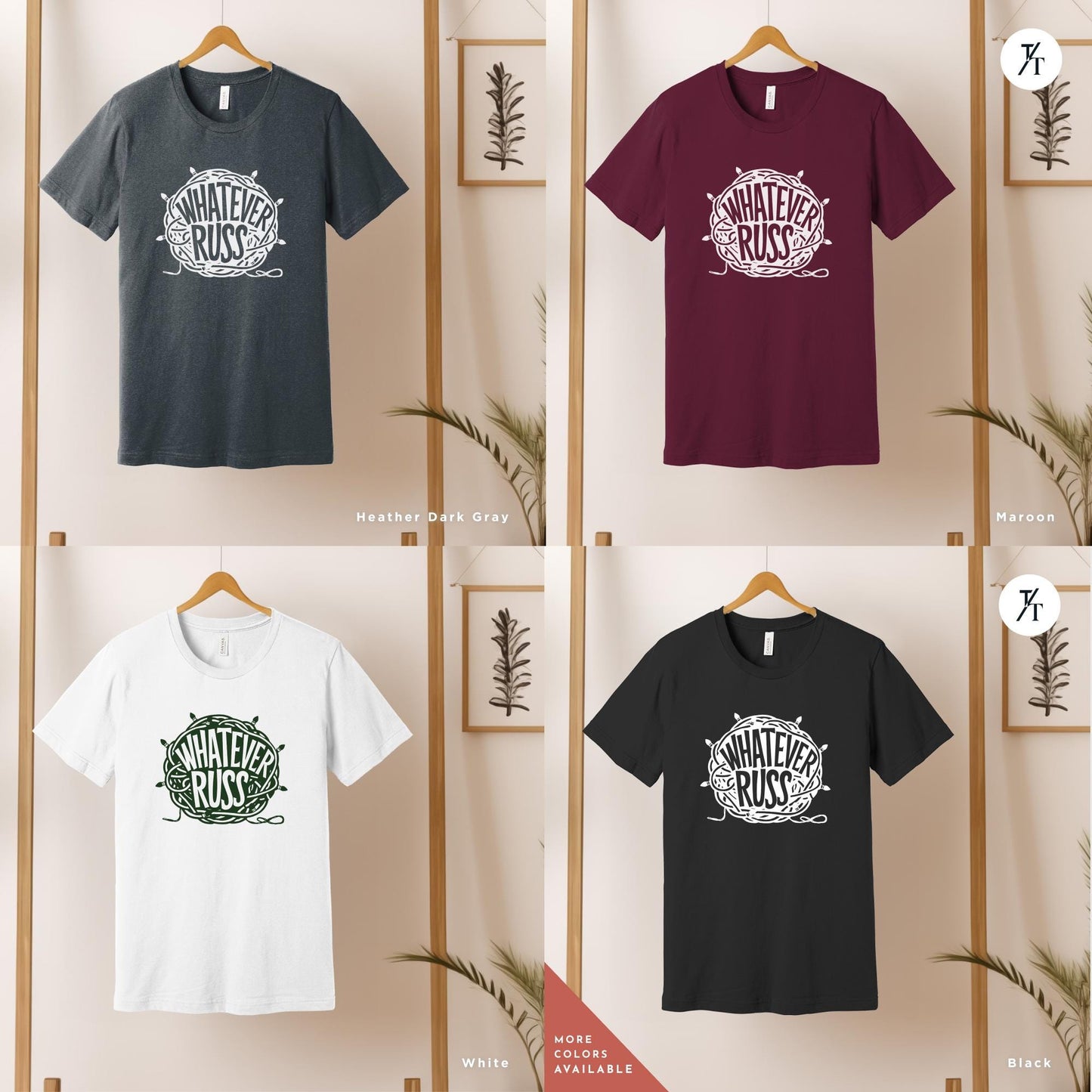 four different t - shirts hanging on a wall, Retro 90s National Lampoons Christmas Vacation Shirt, tangled christmas lights whatever russ Christmas Vacation Shirt, Chevy Chase quote tee