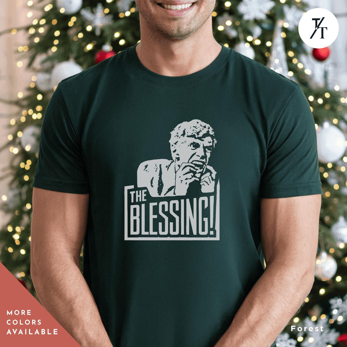 a man wearing a t - shirt that says the blessing, the blessing christmas vacation shirt uncle lewis shirt, National Lampoon The Blessing Ugly Sweater Shirt, Funny Holiday Christmas Movie tee