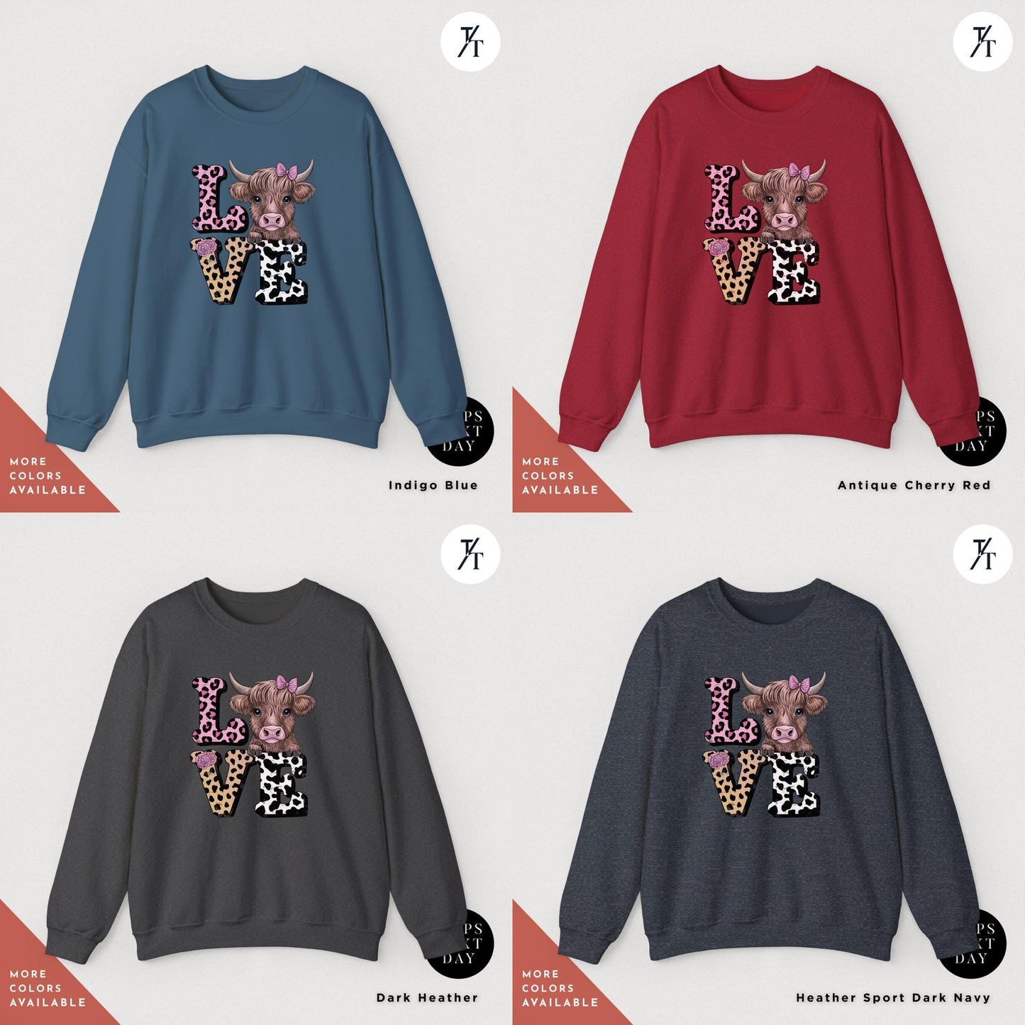 Highland Cow Sweatshirt: Valentine’s Love Sweater for Cow Lovers, Cozy Western Country Shirt, Perfect Valentine’s Gift
