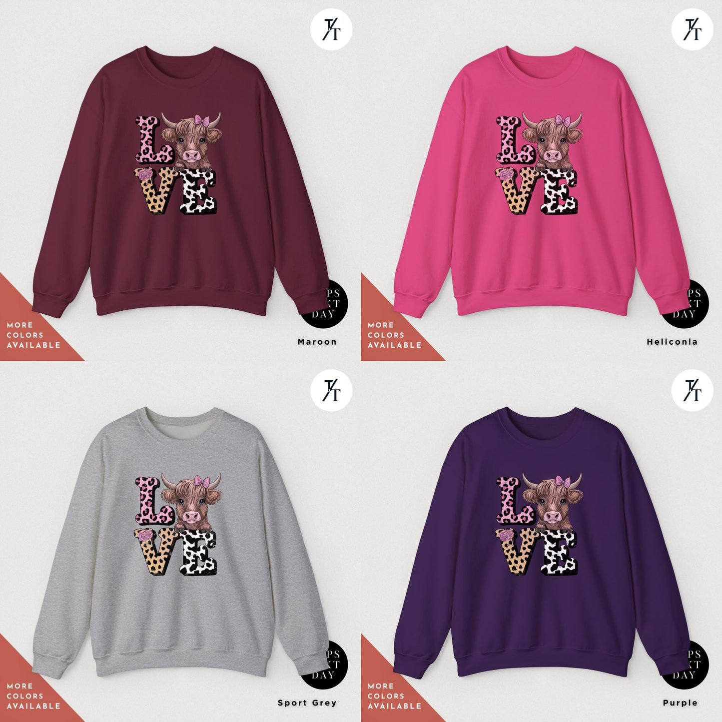 Highland Cow Sweatshirt: Valentine’s Love Sweater for Cow Lovers, Cozy Western Country Shirt, Perfect Valentine’s Gift