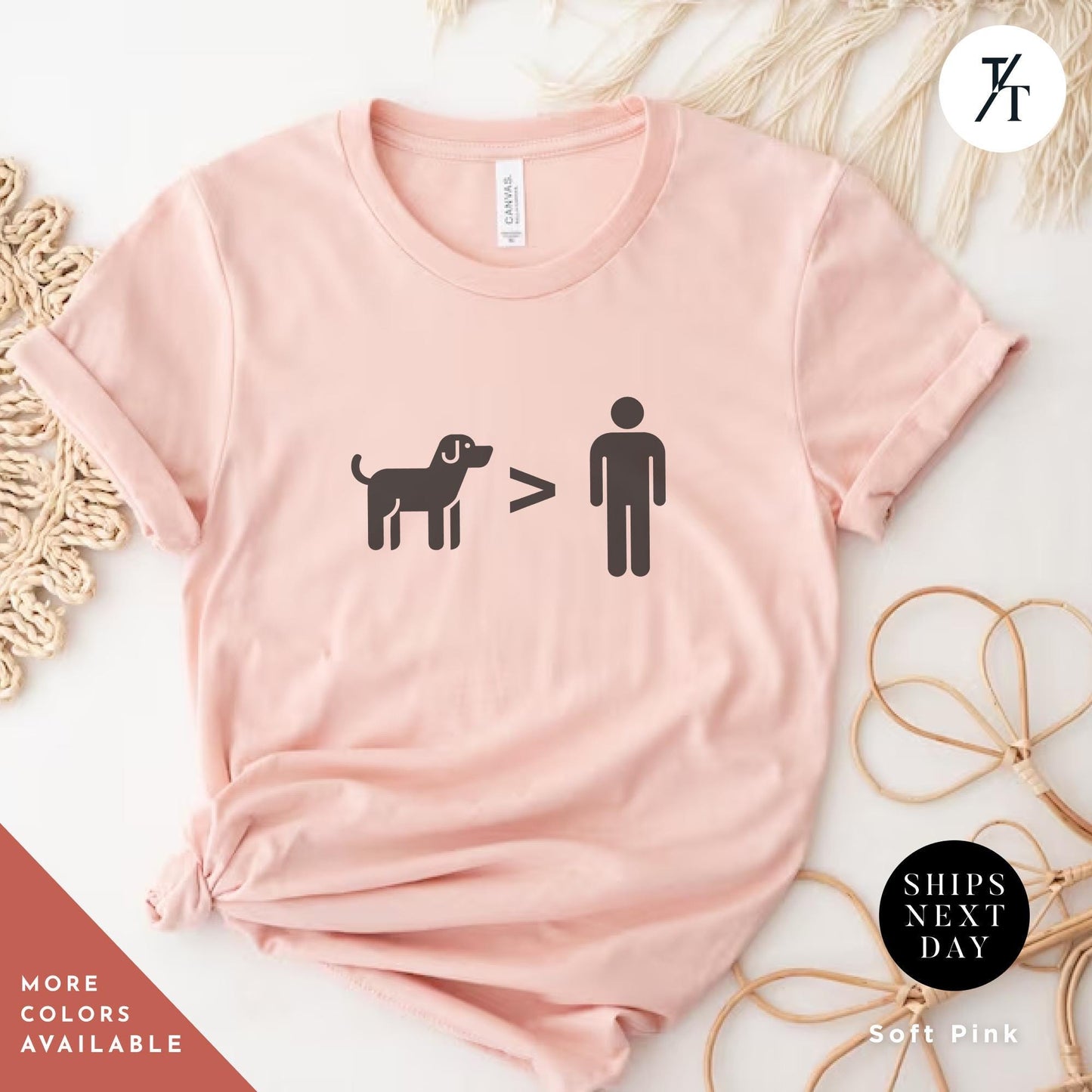 a t - shirt with a picture of a man and a dog on it, , Dogs are Greater Than People Shirt, Gift For Dog Lover, Dogs Over People tee, Gifts For Dog Mom, Funny Shirt For Women, Animal Lover Shirts