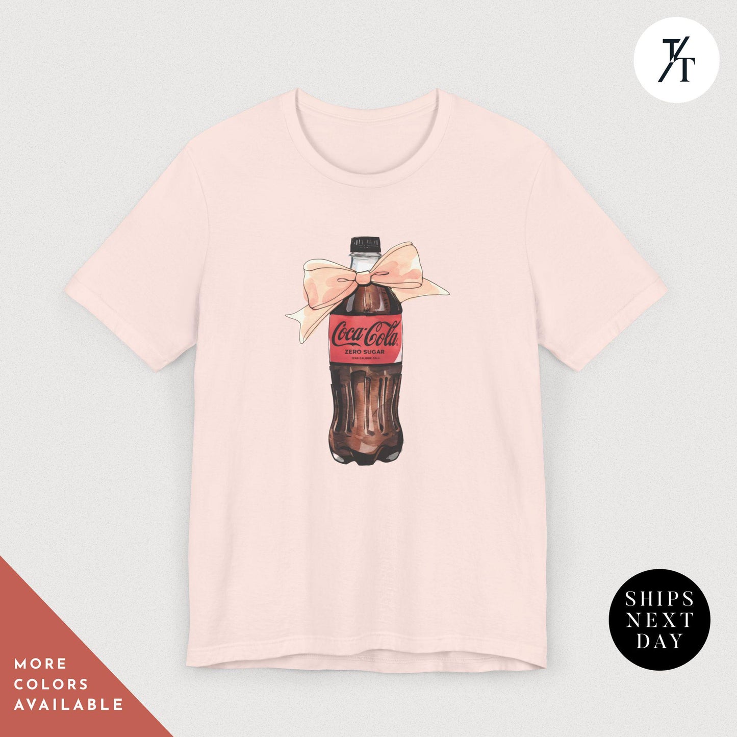 coke zero bow shirt Pink Bow Coke Zero coquette shirt Gift For Her, Soda Lovers Gifts, Cute Ribbon Bow coca cola Neutral Trendy Viral tee