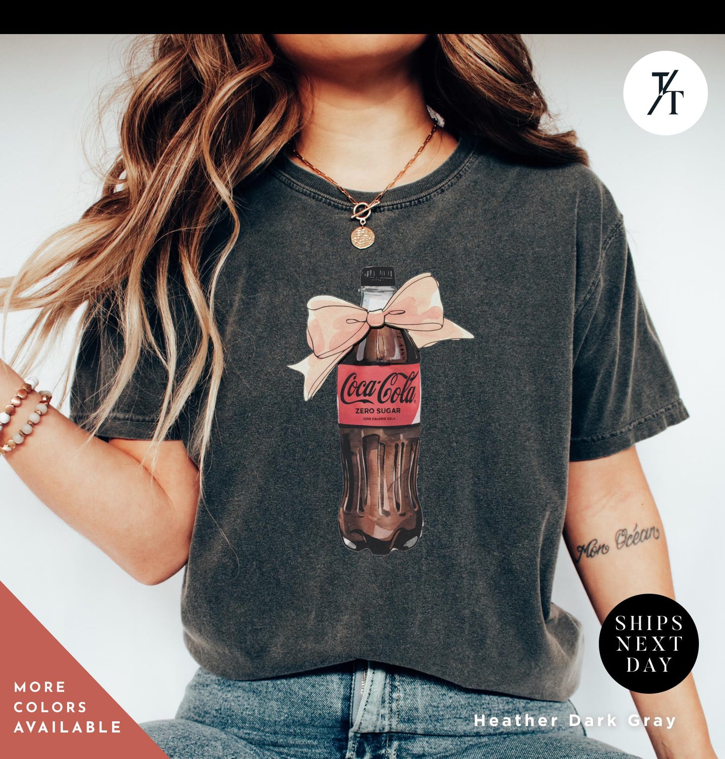 coke zero bow shirt Pink Bow Coke Zero coquette shirt Gift For Her, Soda Lovers Gifts, Cute Ribbon Bow coca cola Neutral Trendy Viral tee