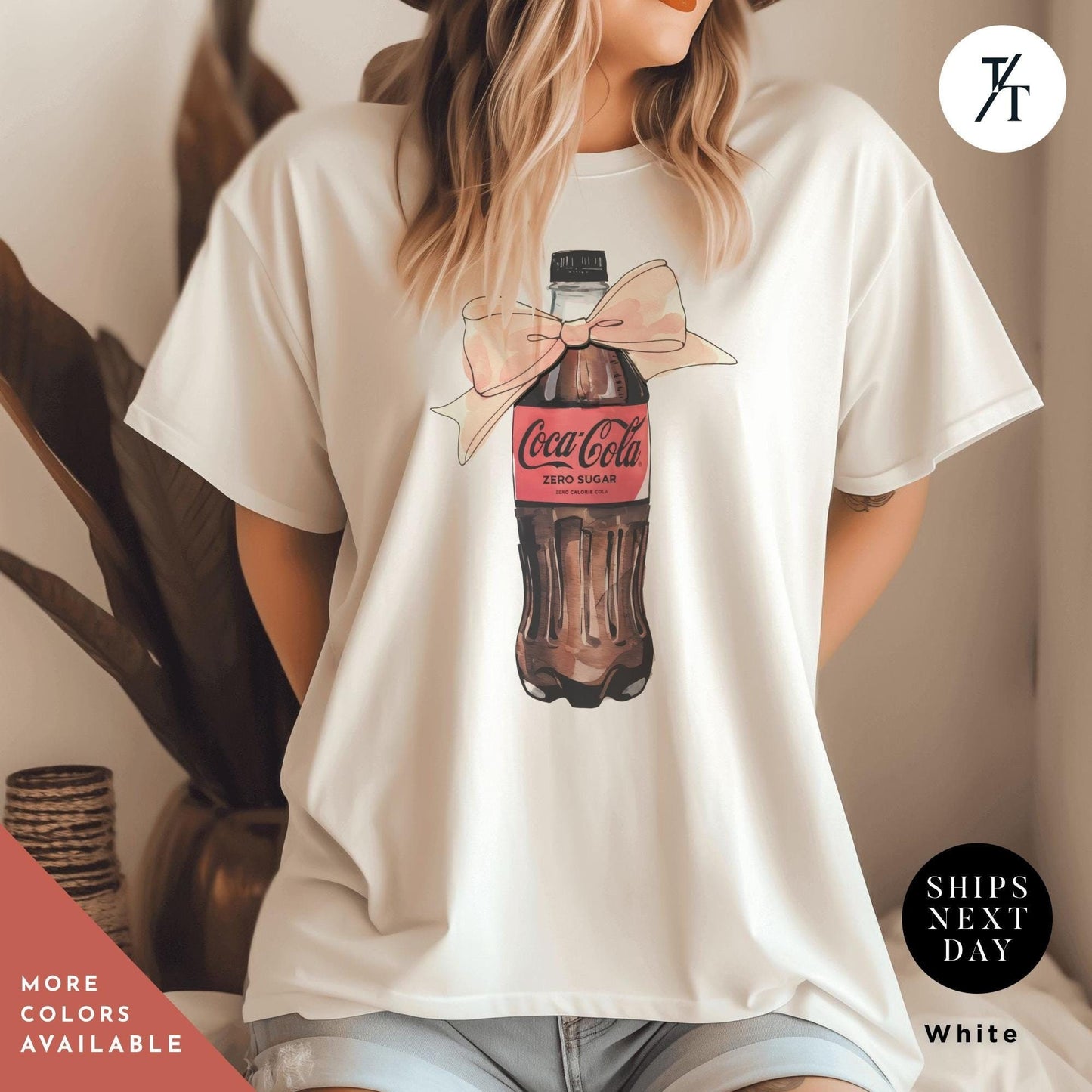 coke zero bow shirt Pink Bow Coke Zero coquette shirt Gift For Her, Soda Lovers Gifts, Cute Ribbon Bow coca cola Neutral Trendy Viral tee