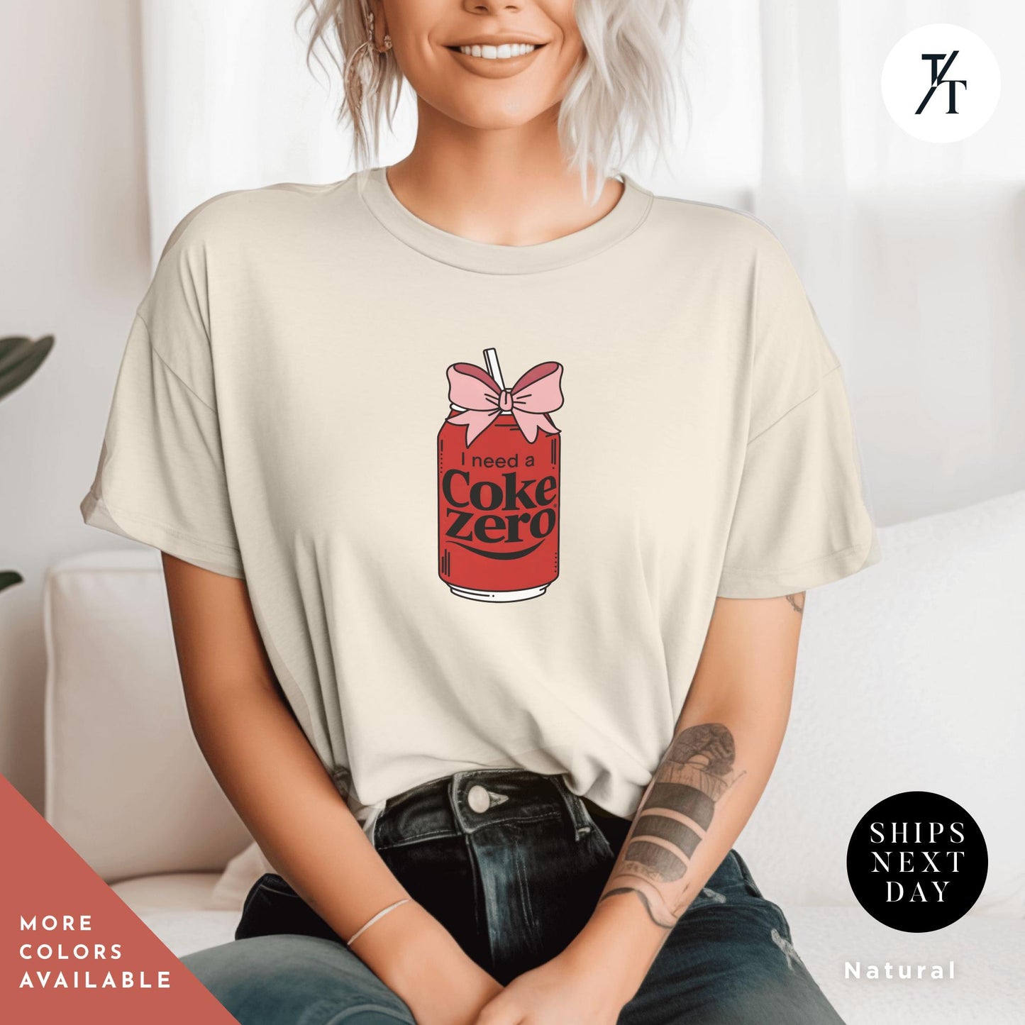 i need a coke zero shirt, coke zero coquette shirt Pink Bow shirt Gift For Her, Soda Lovers Gifts, funny coca cola Neutral Trendy Viral tee