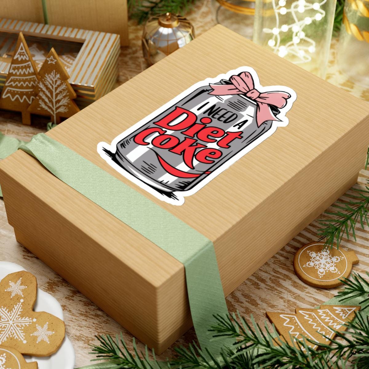 Diet Coke Bow Sticker, Diet Coke Sticker, Laptop Stickers, Perfect for Tumbler or Water bottle - Waterproof, Durable Trendy Vinyl Decal
