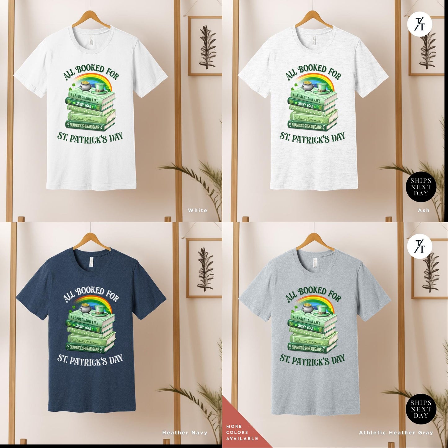 All Booked for St. Patrick's Day Shirt, Books Lover Shirt, Gift For Book Lovers, St Patricks Teacher Shamrock Book Lover tee, Lucky Bookish