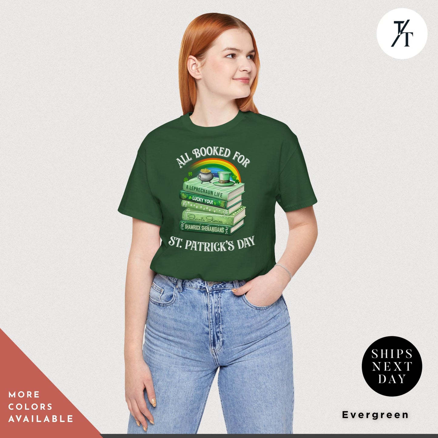 All Booked for St. Patrick's Day Shirt, Books Lover Shirt, Gift For Book Lovers, St Patricks Teacher Shamrock Book Lover tee, Lucky Bookish