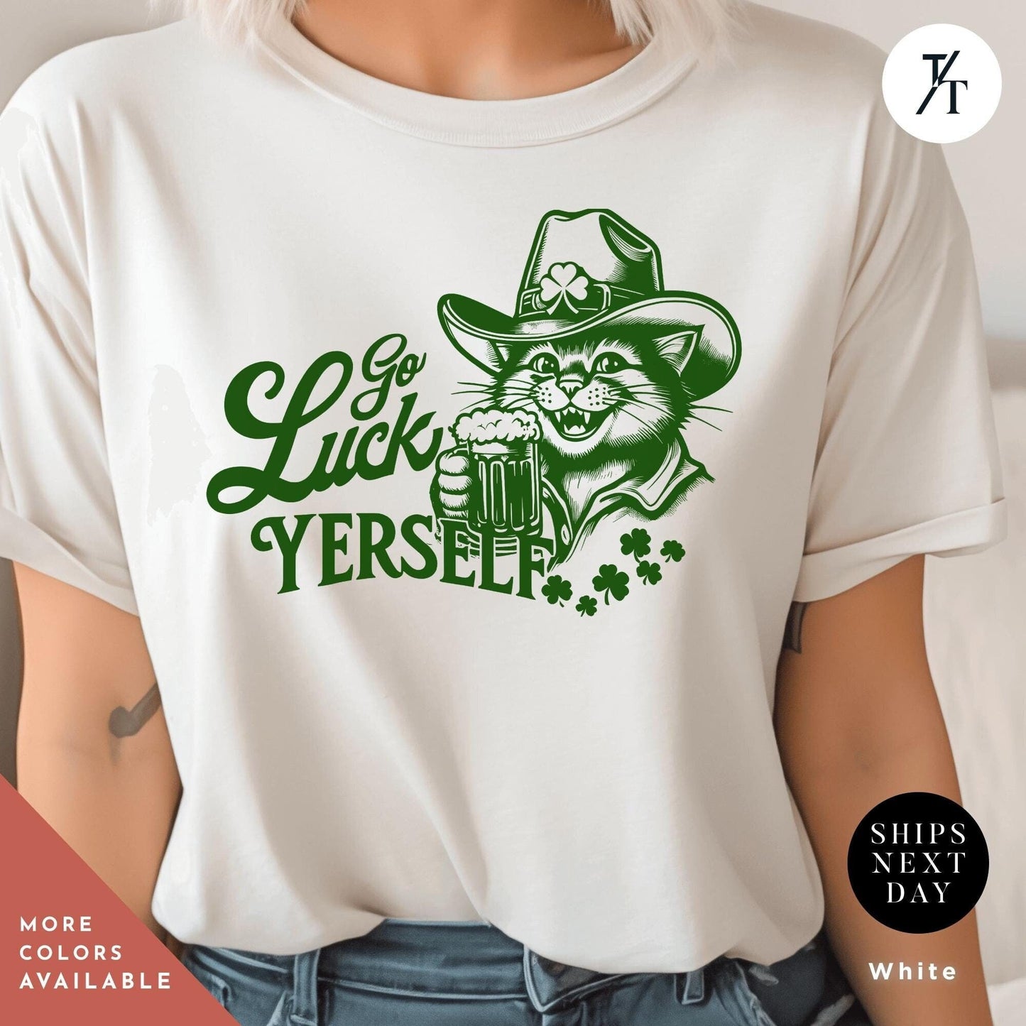 Happy St. Patrick's Day Cat Shirt - Funny Shamrock Cat Design - Cute Cat Lover Gift, Funny Saint Paddy's day Irish Cat tShirt
