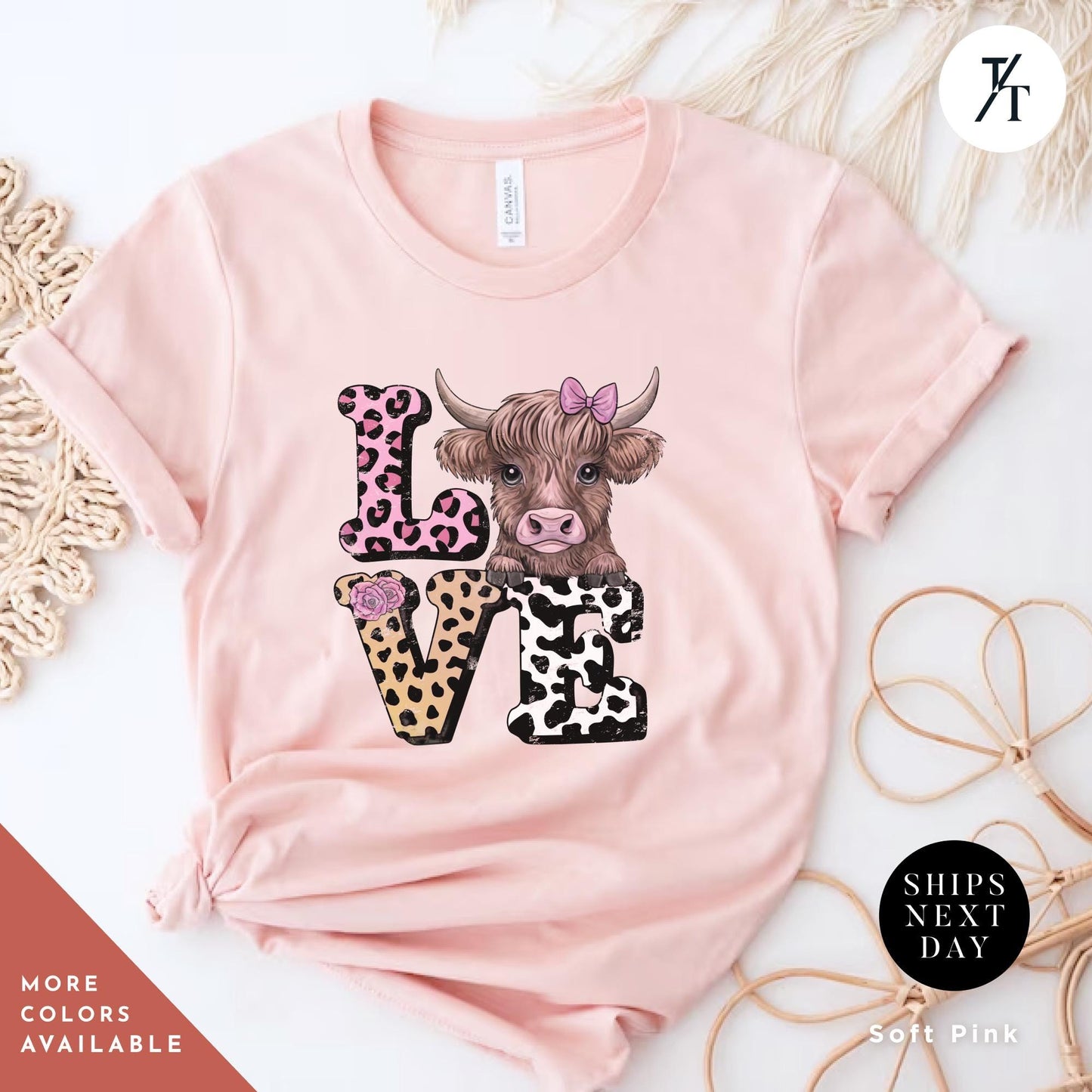 Highland Cow Valentines coquette tshirt, Highland Cow Valentine Shirt Valentine Heart Shirt, Love Valentines Coquette Cows tee