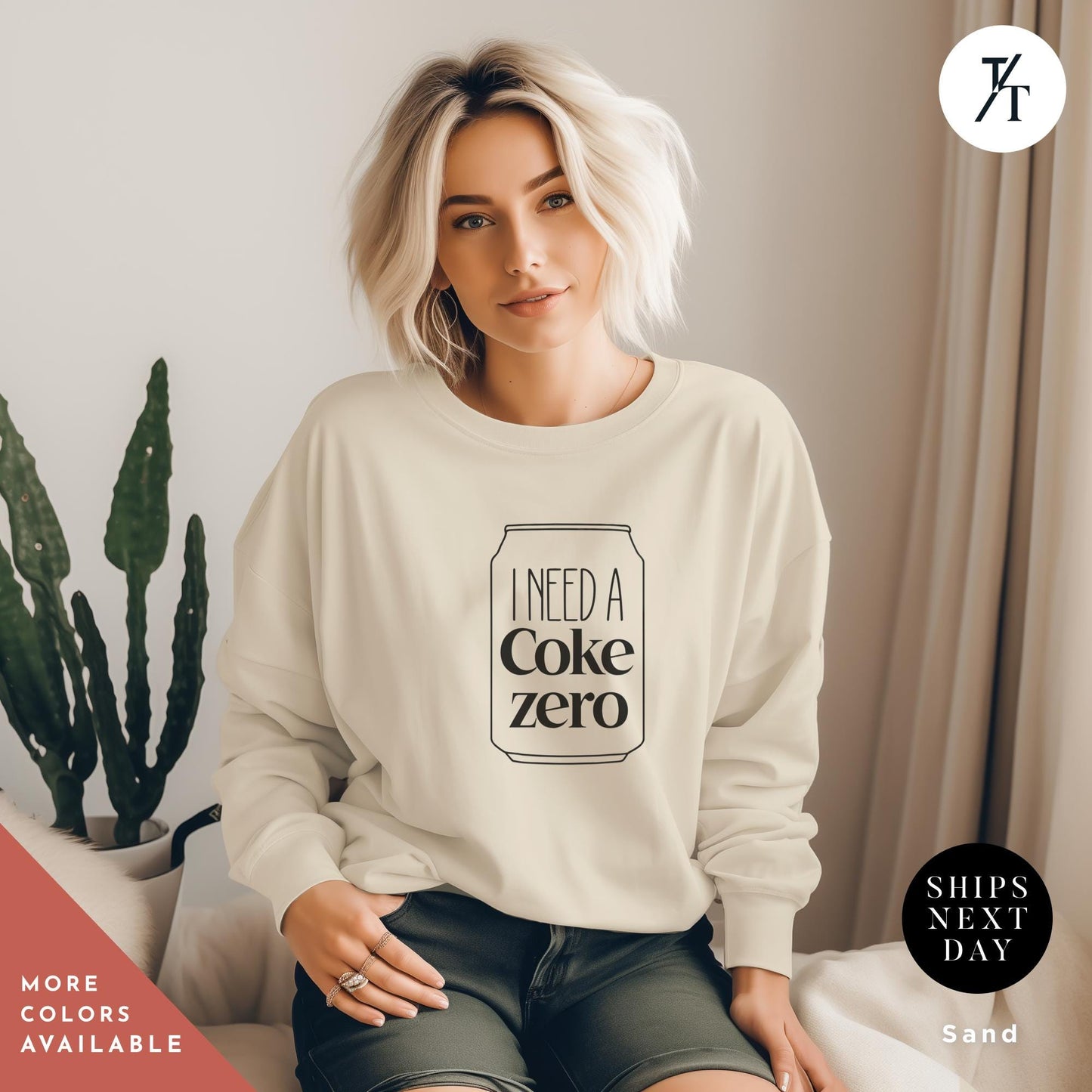 I need a coke zero sweatshirt Coke Zero Sugar Lover sweatshirt Trendy Gift For Her, Ironic Minimalist Long Sleeve Soda Addict Gift For Her