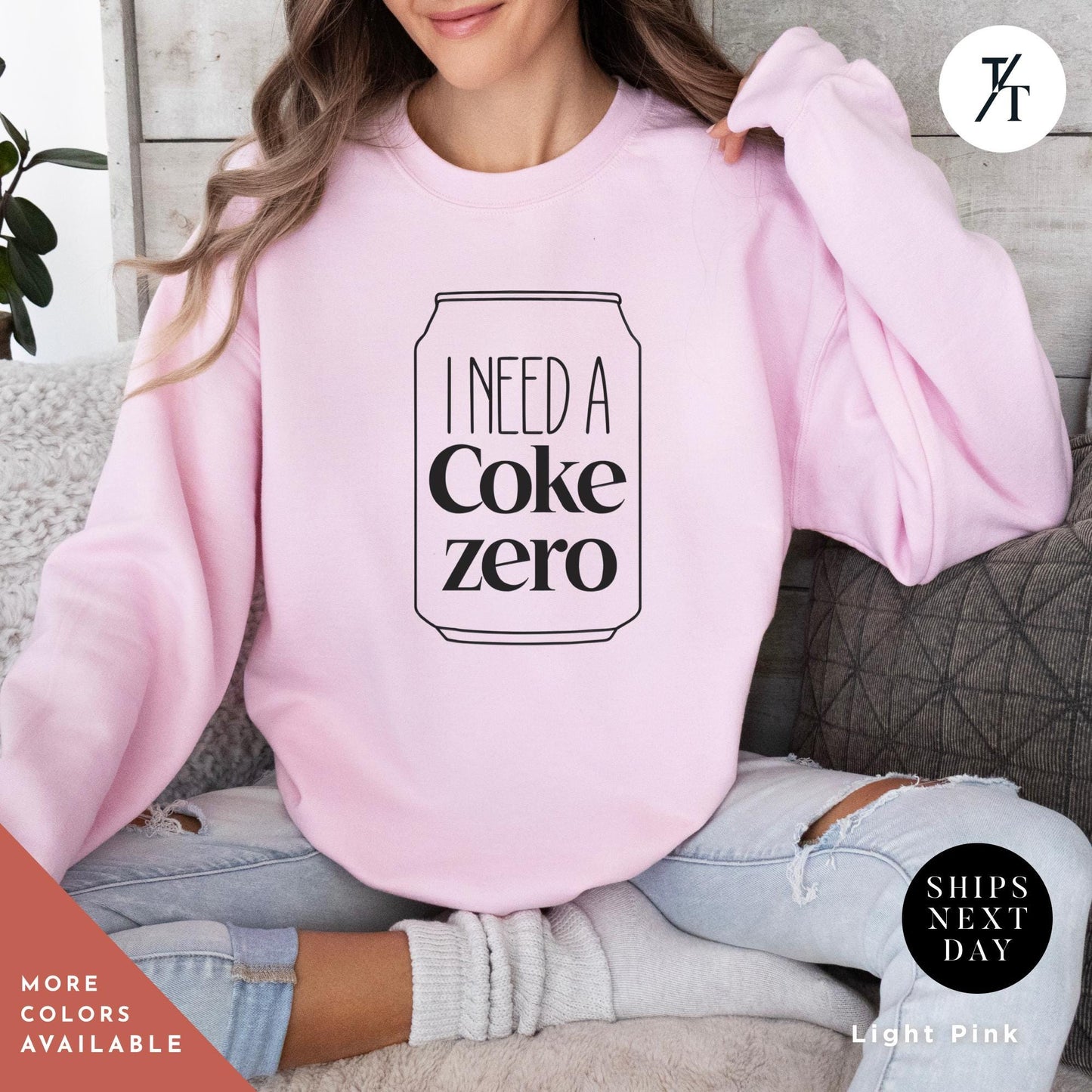 I need a coke zero sweatshirt Coke Zero Sugar Lover sweatshirt Trendy Gift For Her, Ironic Minimalist Long Sleeve Soda Addict Gift For Her