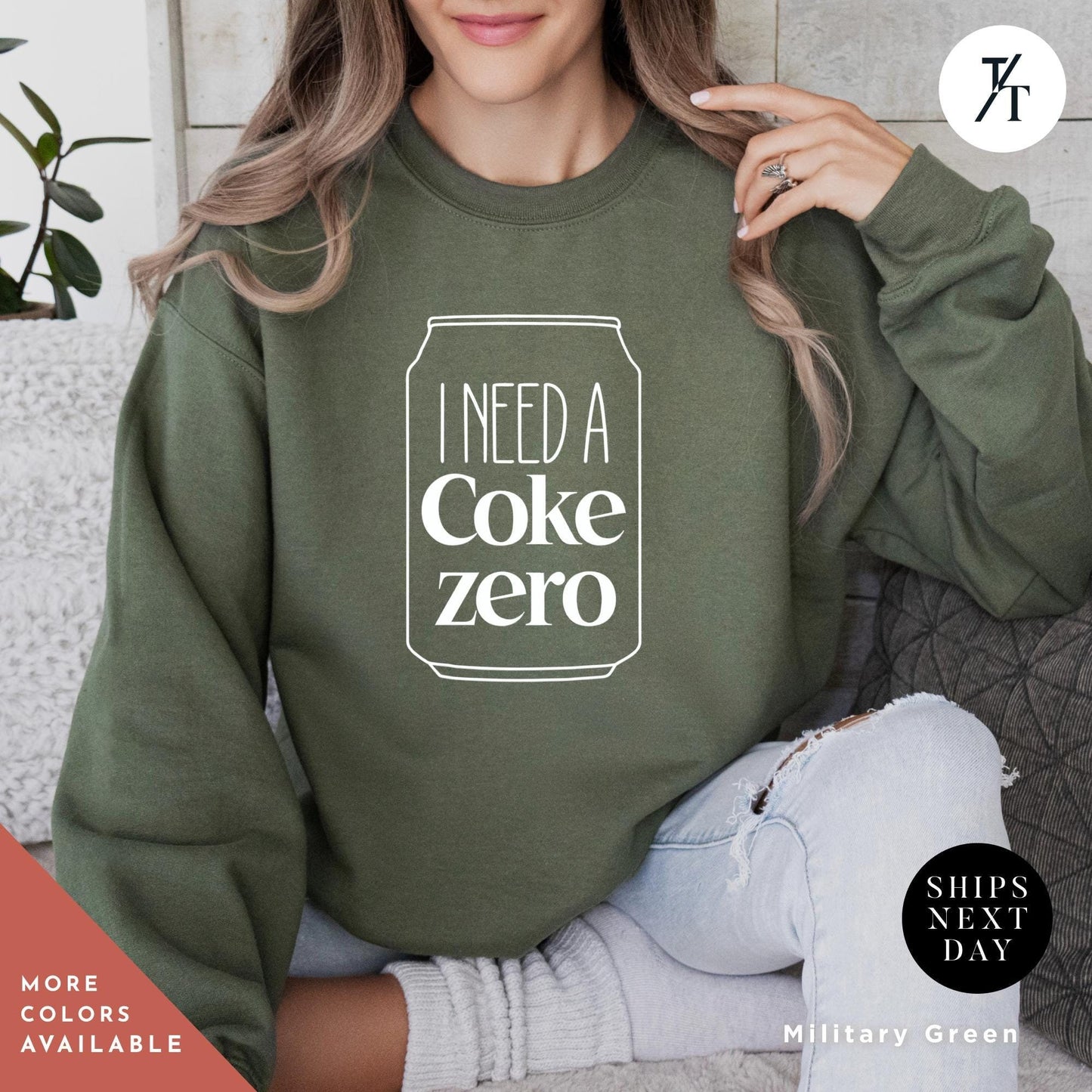 I need a coke zero sweatshirt Coke Zero Sugar Lover sweatshirt Trendy Gift For Her, Ironic Minimalist Long Sleeve Soda Addict Gift For Her