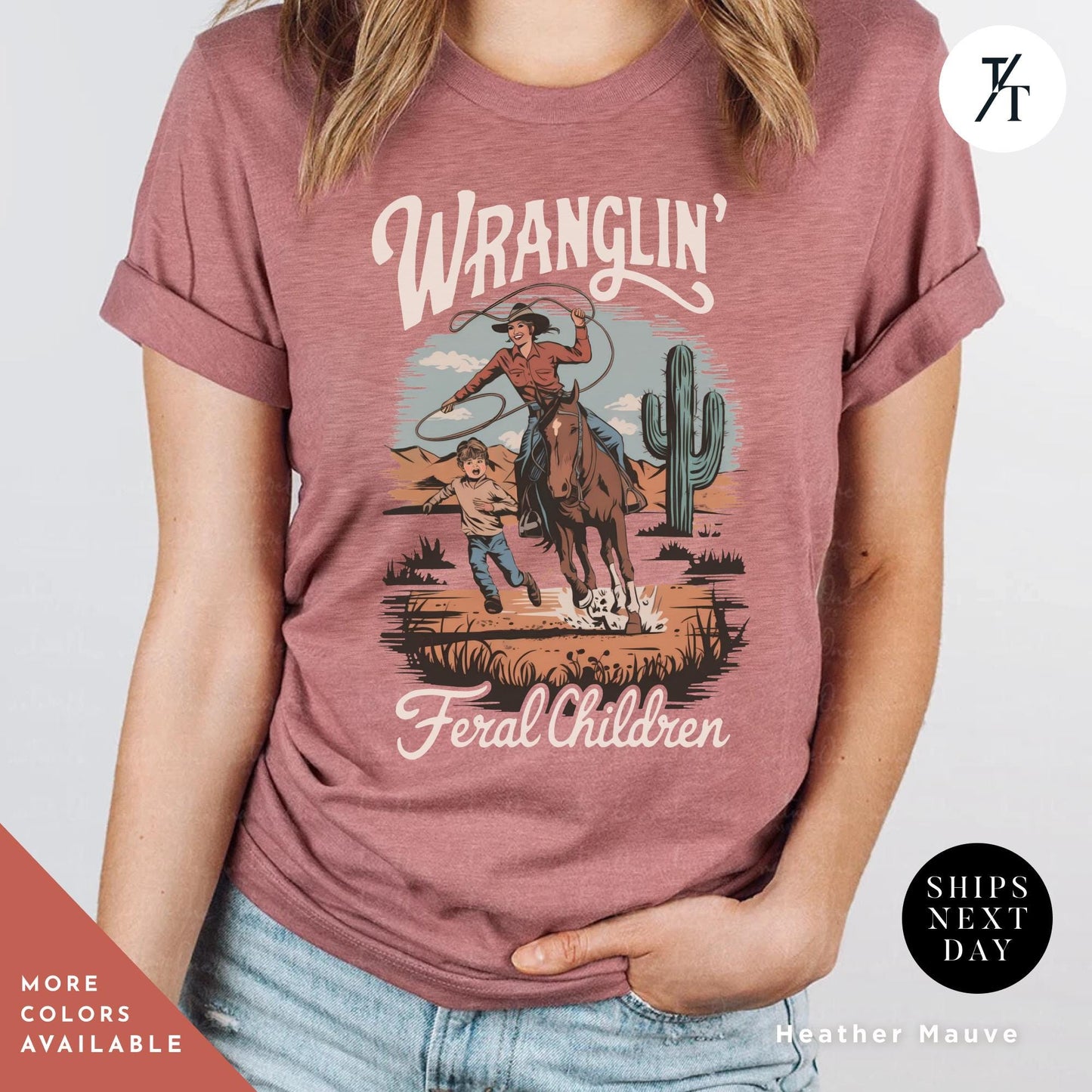 Wranglin feral kids shirt, Gift For Mom, Country Funny Shirt, Western Mom Shirt, Mama, Feral Child Wrangling Kids Wranglin Tee Feral Raccoon