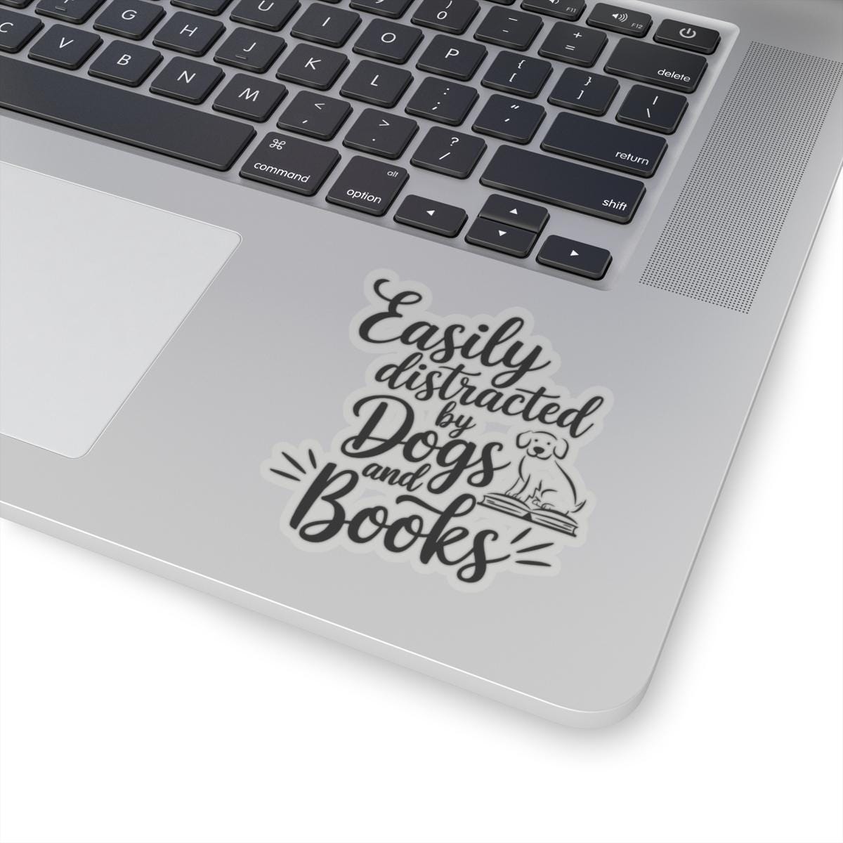 Easily Distracted by Dogs and Books Sticker, Water Bottle Sticker, Funny Dog Lover Stickers - Bookish Gift - Cute Decal for Readers