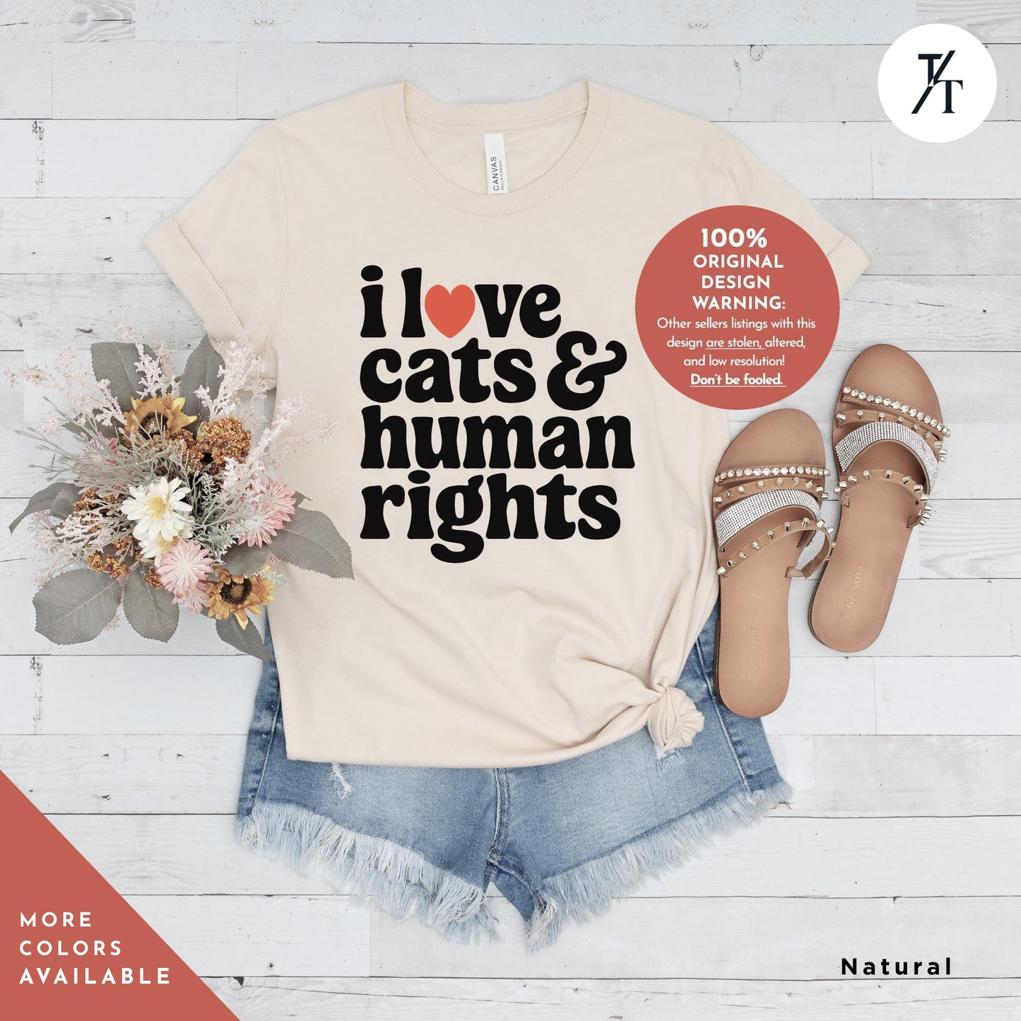 I Love Cats and Human Rights Shirt - Retro Feminist Shirt - Smash the Patriarchy shirts - Pro choice Funny political Women's Rights Tee