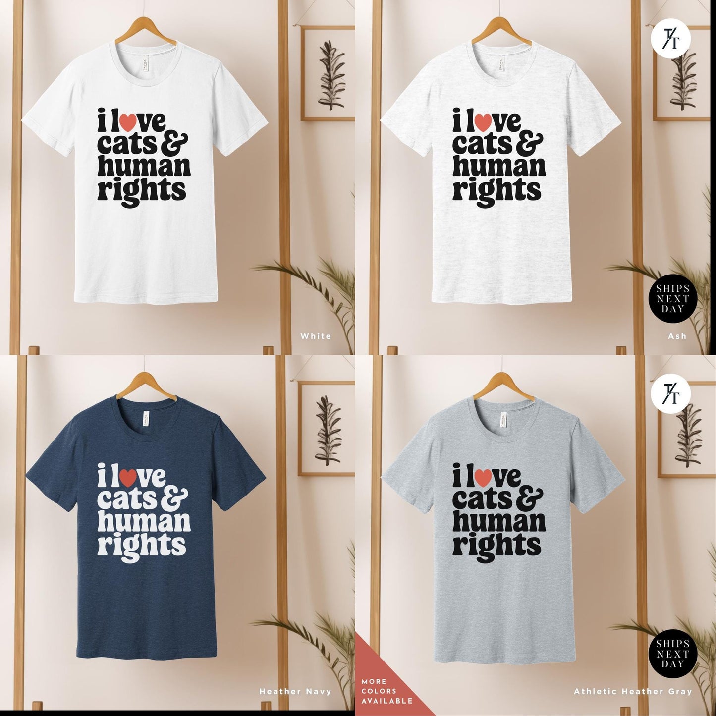 I Love Cats and Human Rights Shirt - Retro Feminist Shirt - Smash the Patriarchy shirts - Pro choice Funny political Women's Rights Tee