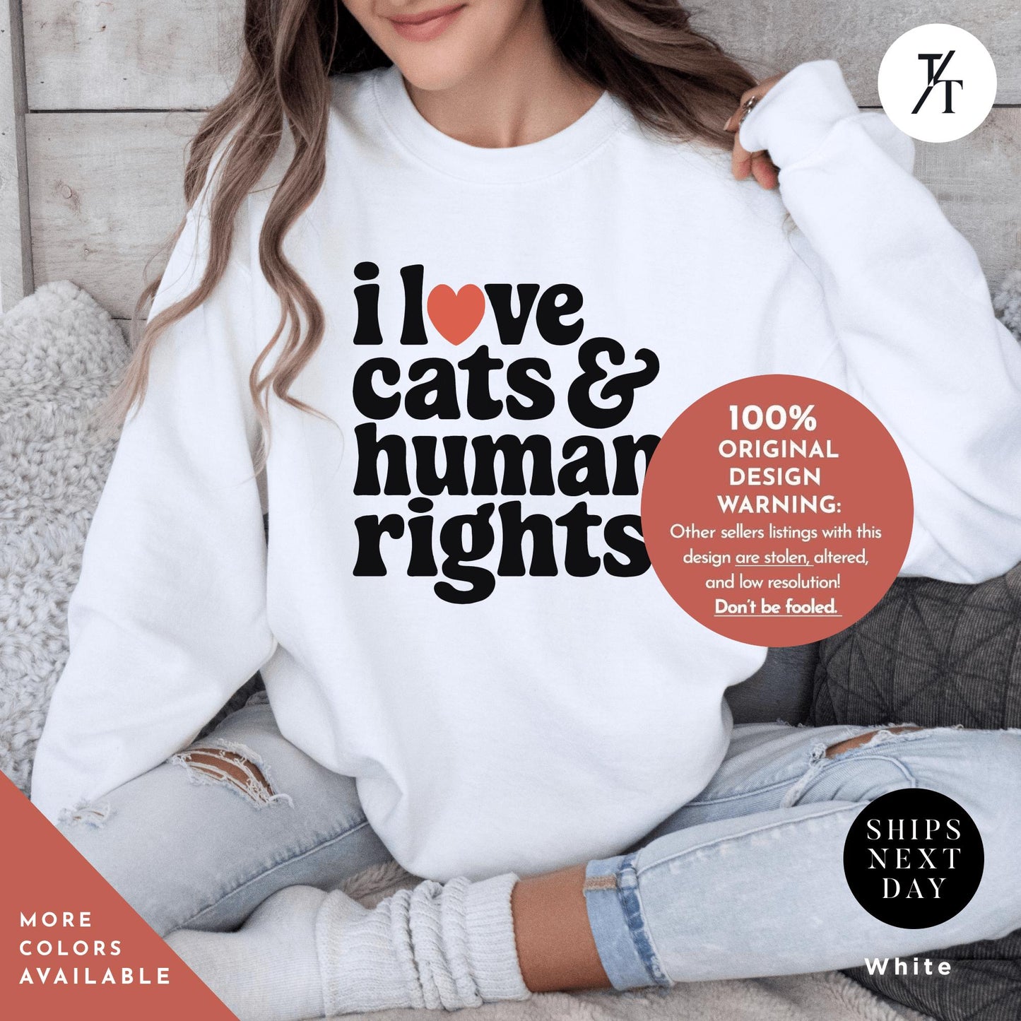 I Love Cats And Human Rights Sweatshirt - Pro Choice Women - Feminist Clothing - Funny Political Shirt, Animal Rights Tee, I Love Cats Shirt