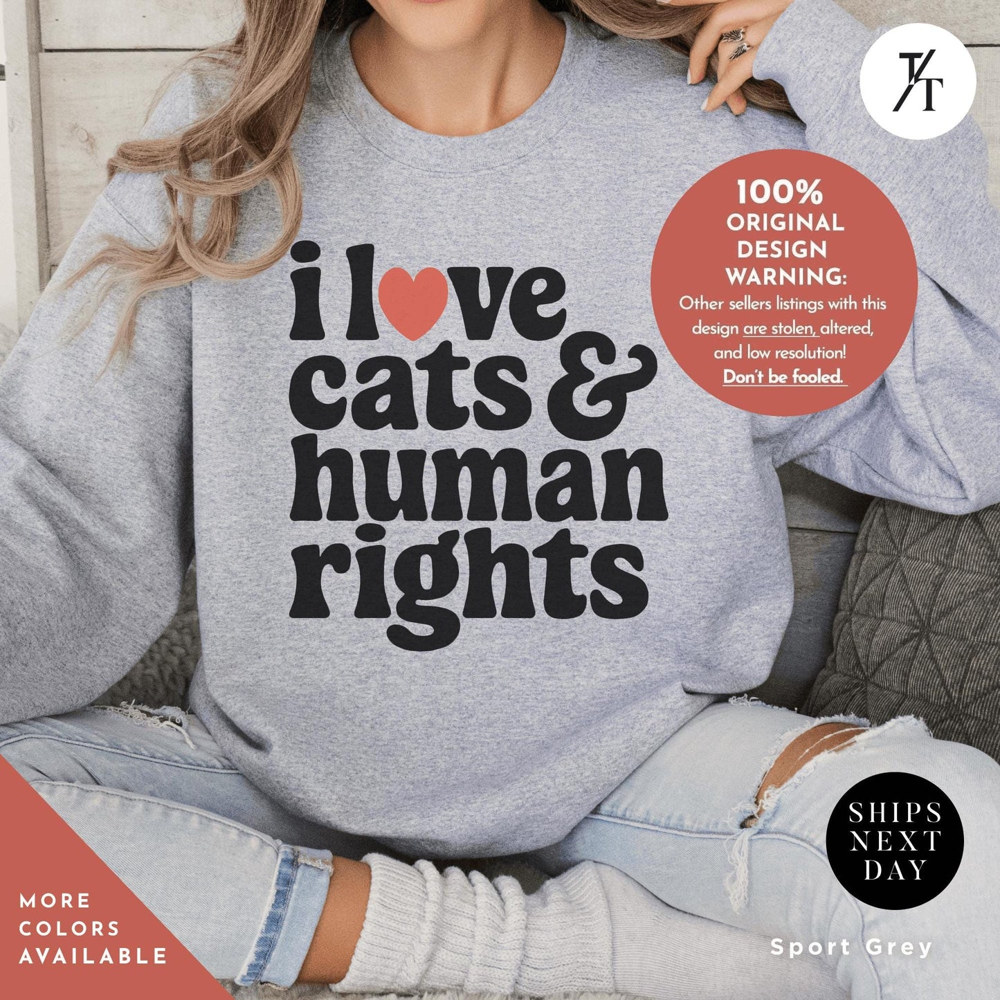 I Love Cats And Human Rights Sweatshirt - Pro Choice Women - Feminist Clothing - Funny Political Shirt, Animal Rights Tee, I Love Cats Shirt