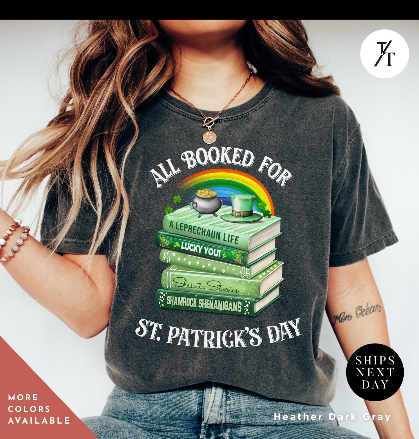 All Booked for St. Patrick's Day Shirt, Books Lover Shirt, Gift For Book Lovers, St Patricks Teacher Shamrock Book Lover tee, Lucky Bookish
