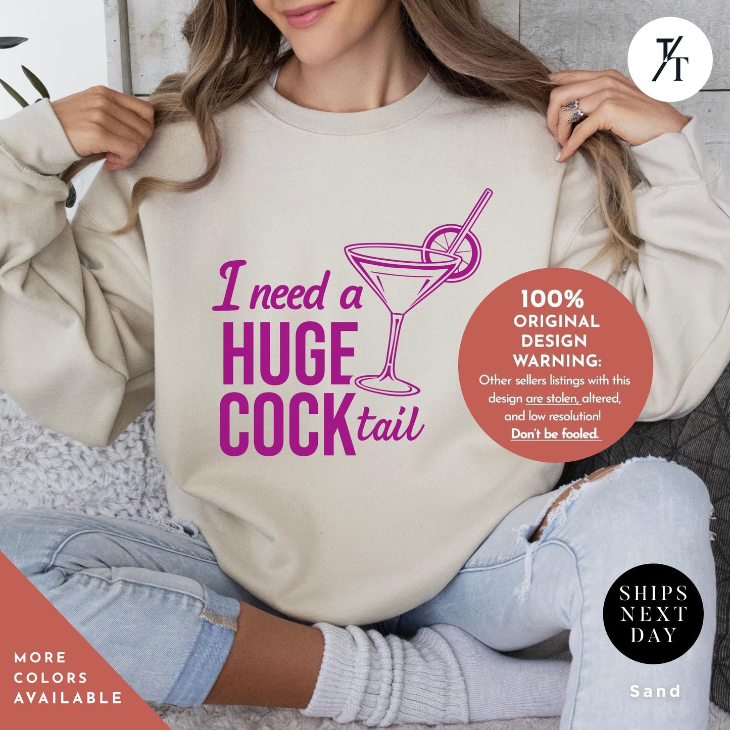 I Need a Huge COCKtail Sweatshirt - Funny Adult Humor Drinking Gift, Huge Cocktail Sweatshirt, Funny Drinking Humor for Bachelorette Parties