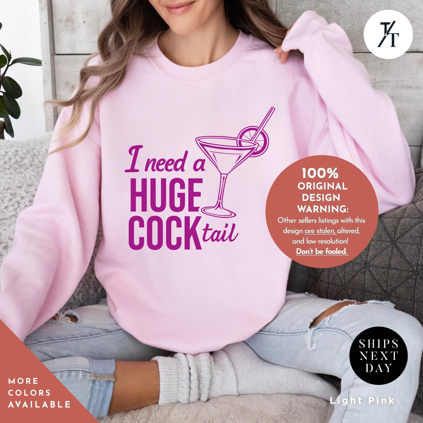 I Need a Huge COCKtail Sweatshirt - Funny Adult Humor Drinking Gift, Huge Cocktail Sweatshirt, Funny Drinking Humor for Bachelorette Parties