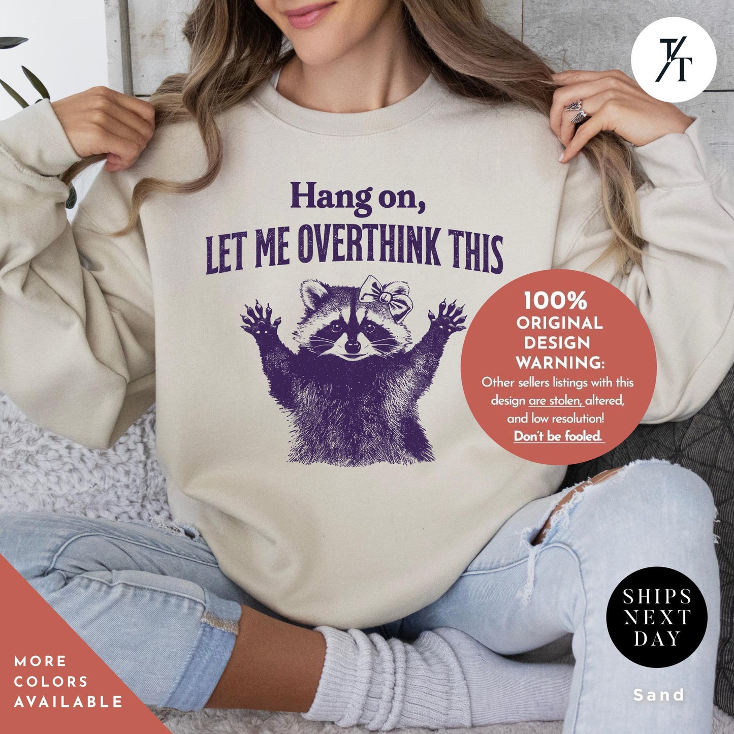 Hang On Let Me Overthink This, Sarcastic Saying, Racoon Meme Sweatshirt, Funny Racoon Sweater, Funny Trash Panda Shirt, Racoon Lover Shirt