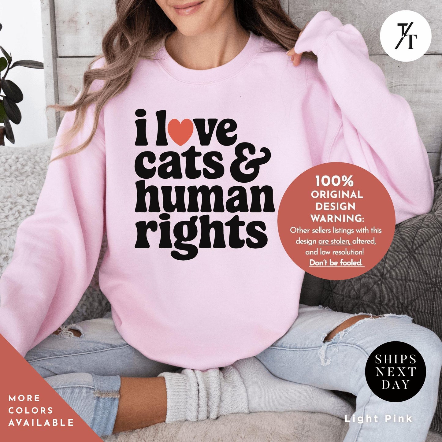 I Love Cats And Human Rights Sweatshirt - Pro Choice Women - Feminist Clothing - Funny Political Shirt, Animal Rights Tee, I Love Cats Shirt