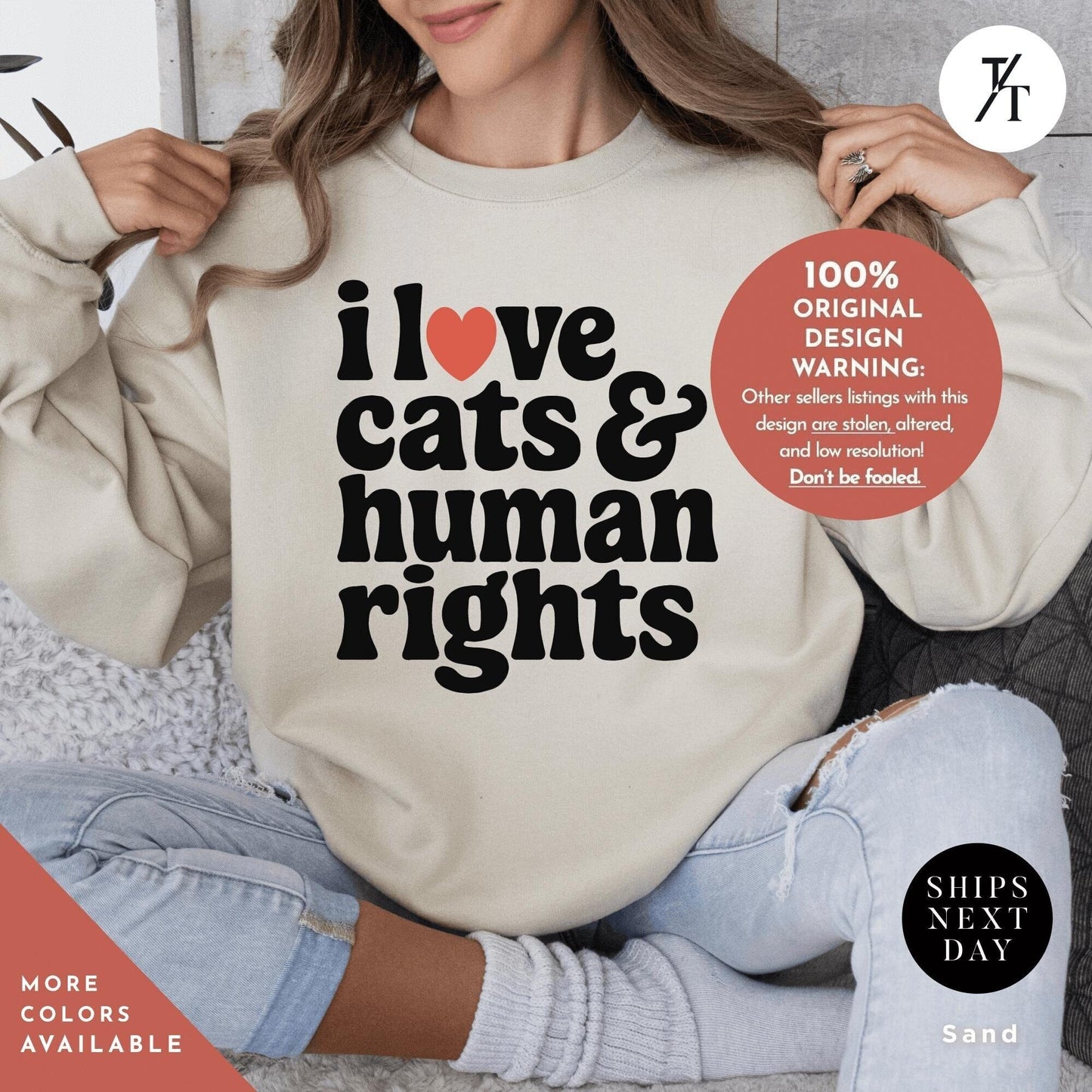 I Love Cats And Human Rights Sweatshirt - Pro Choice Women - Feminist Clothing - Funny Political Shirt, Animal Rights Tee, I Love Cats Shirts