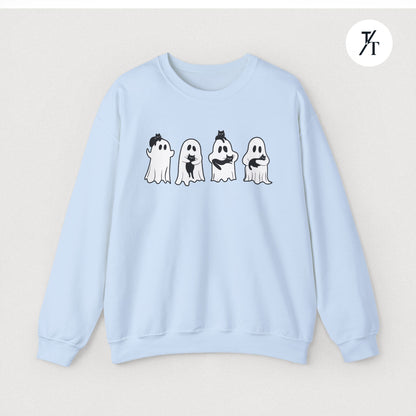 Adorable Ghosts with Cat Women's Halloween Sweatshirt