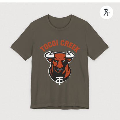 Arched Toro + TC Logo Tee – Tocoi Creek High School Mascot Shirt