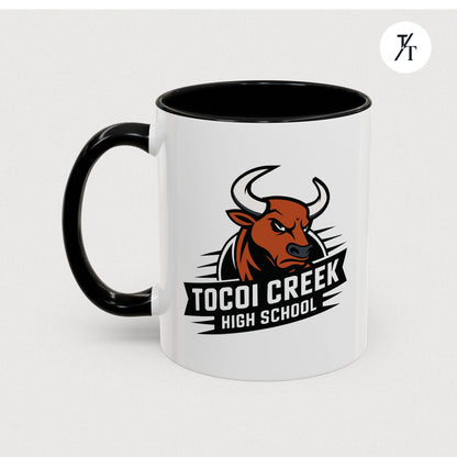 Tocoi Creek High School Accent Coffee Mug | Personalized Graduation Gift, School Spirit Mug, Custom Teacher Cup, Unique Student Gift