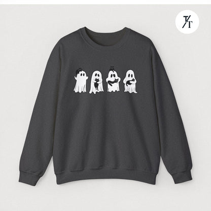 Adorable Ghosts with Cat Women's Halloween Sweatshirt