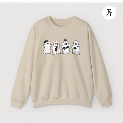Adorable Ghosts with Cat Women's Halloween Sweatshirt