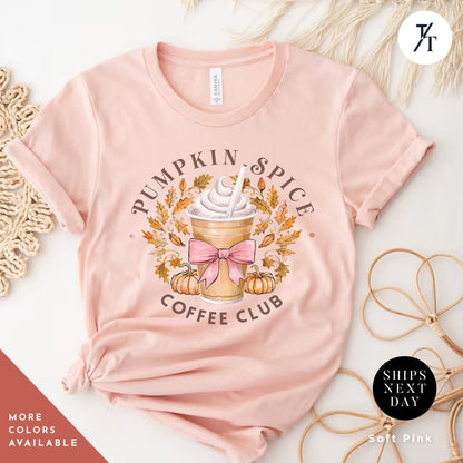 Pumpkin Spice Coffee Club Shirt Fall Halloween Gift Tee