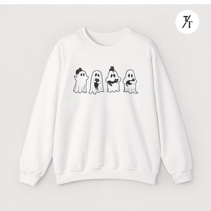 Adorable Ghosts with Cat Women's Halloween Sweatshirt
