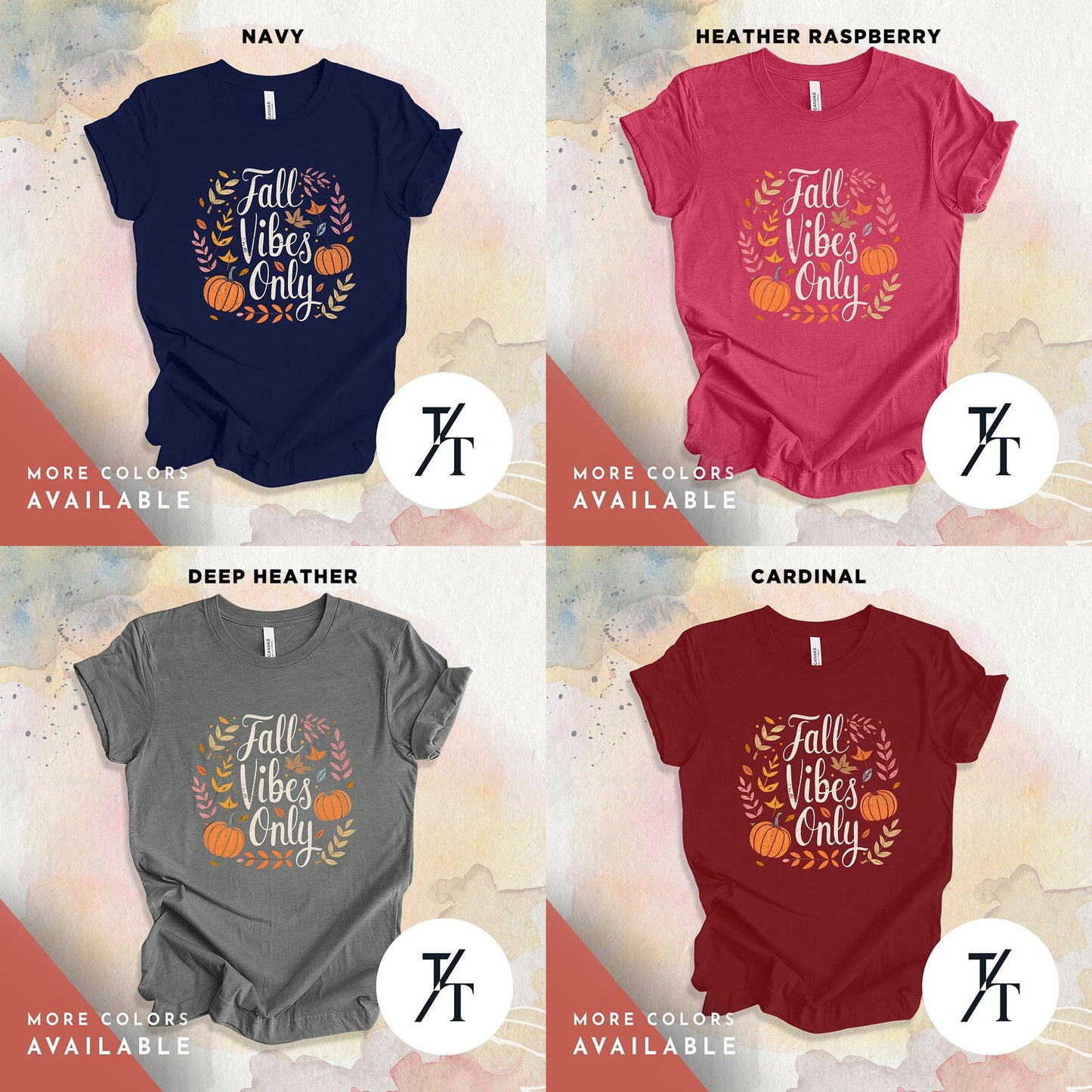Cute Fall Graphic Tee for Women, Rustic Fall Vibes Only Design