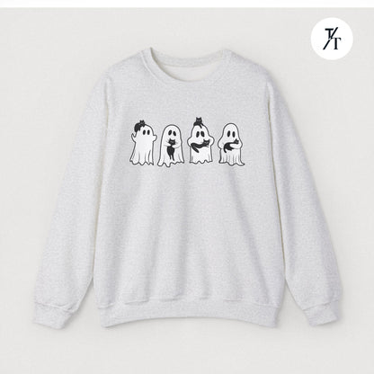 Adorable Ghosts with Cat Women's Halloween Sweatshirt