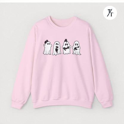 Adorable Ghosts with Cat Women's Halloween Sweatshirt