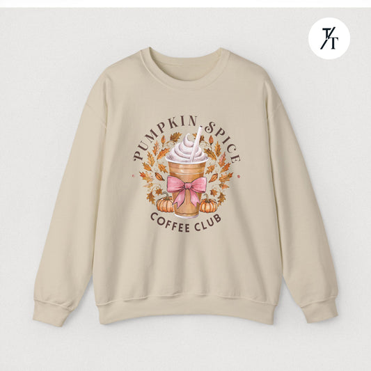 "Pumpkin Spice Coffee Club" Adorable Women's Fall Sweatshirt