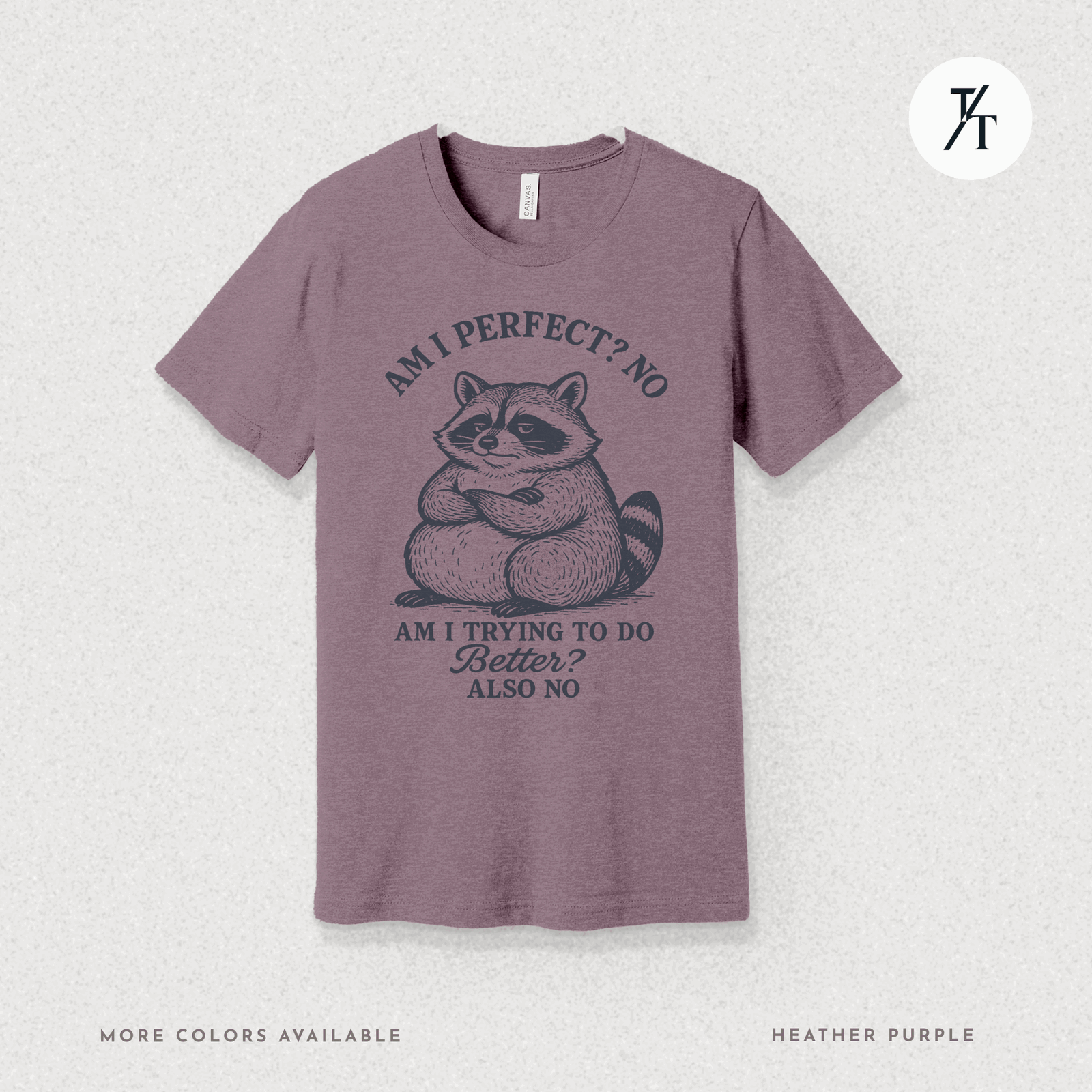Funny Lazy Raccoon Not Perfect Not Trying Graphic Tee - Trendy/Timeless Studio