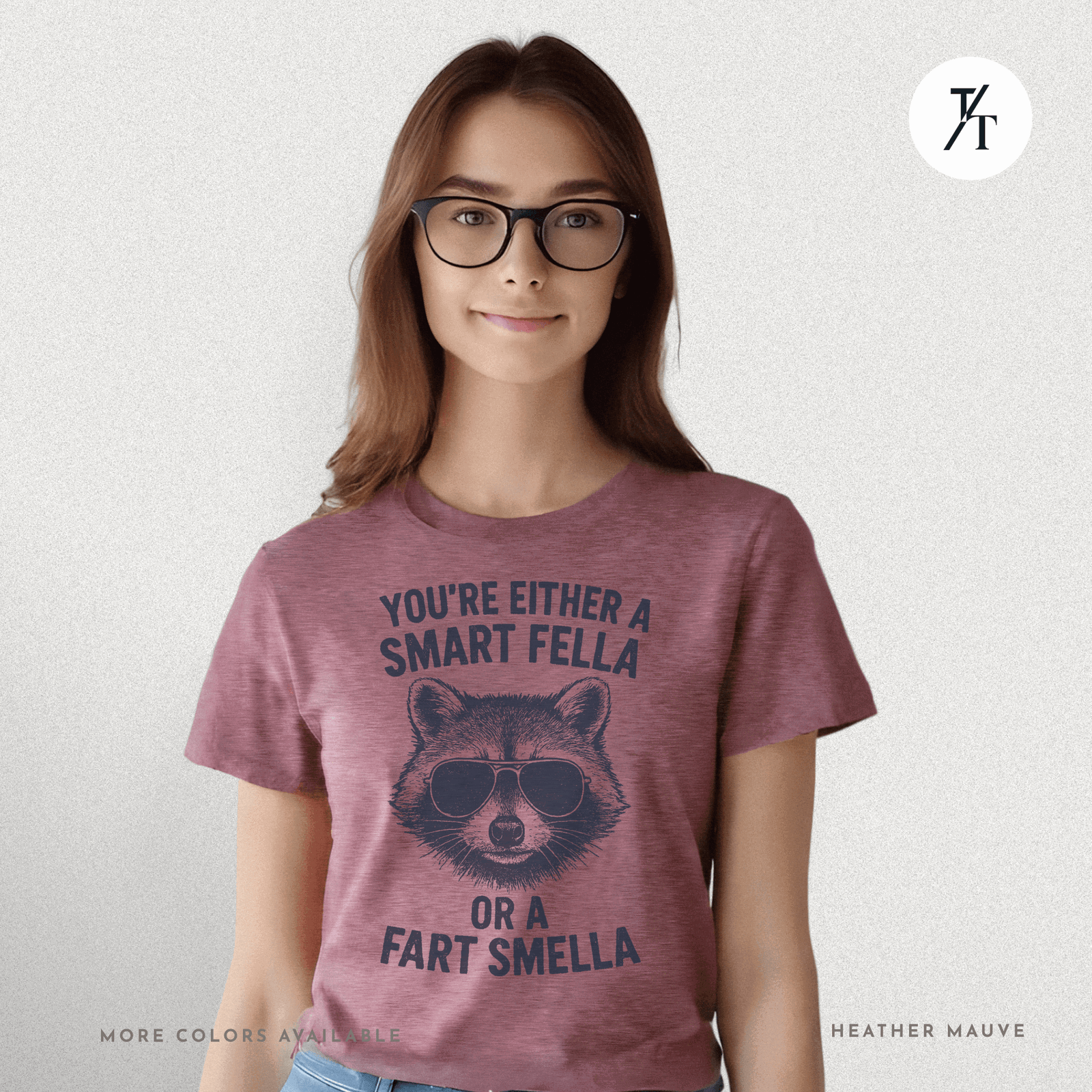 Funny Raccoon Smart Fella Or Fart Smella Graphic Tee - Trendy/Timeless Studio