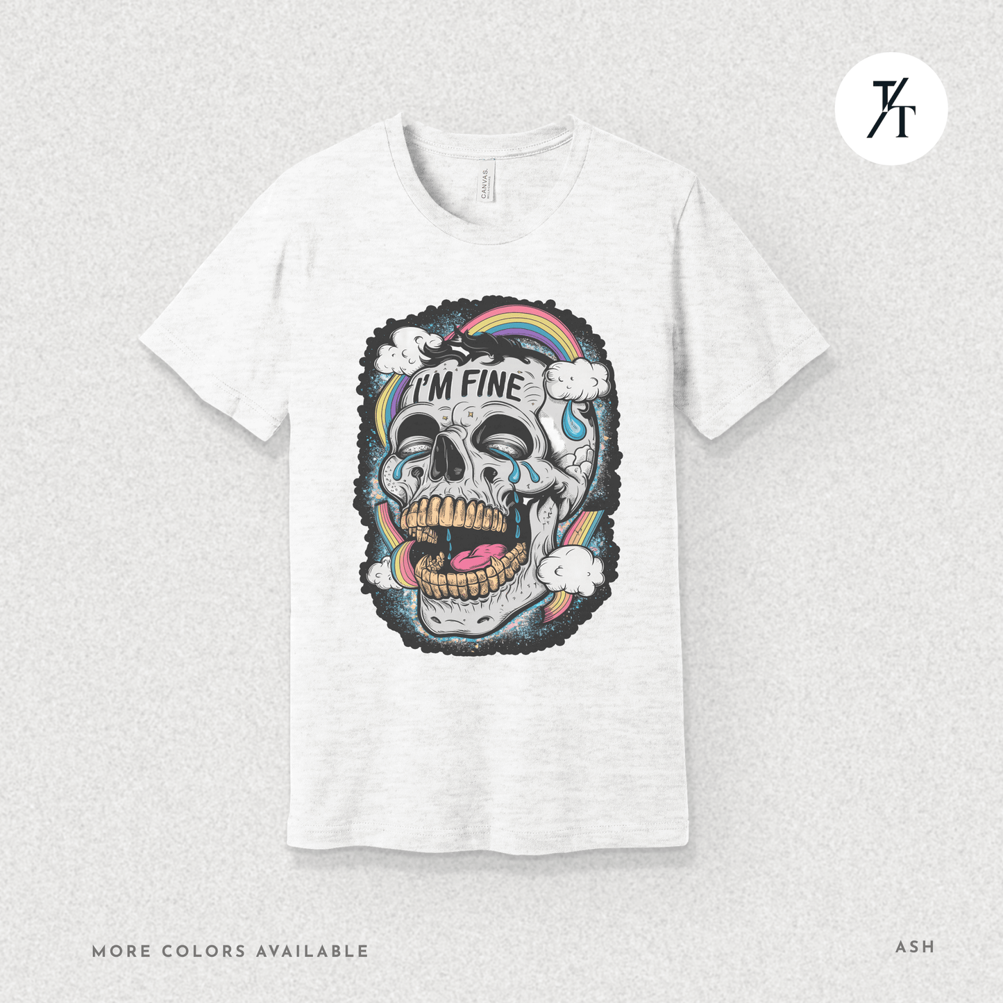 Insane Skull "I'm Fine" Funny Graffiti Style Men's  Mental Health Ironic Parody T-shirt