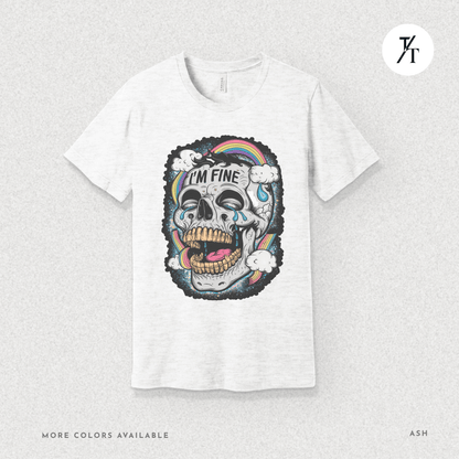 Insane Skull "I'm Fine" Funny Graffiti Style Men's  Mental Health Ironic Parody T-shirt