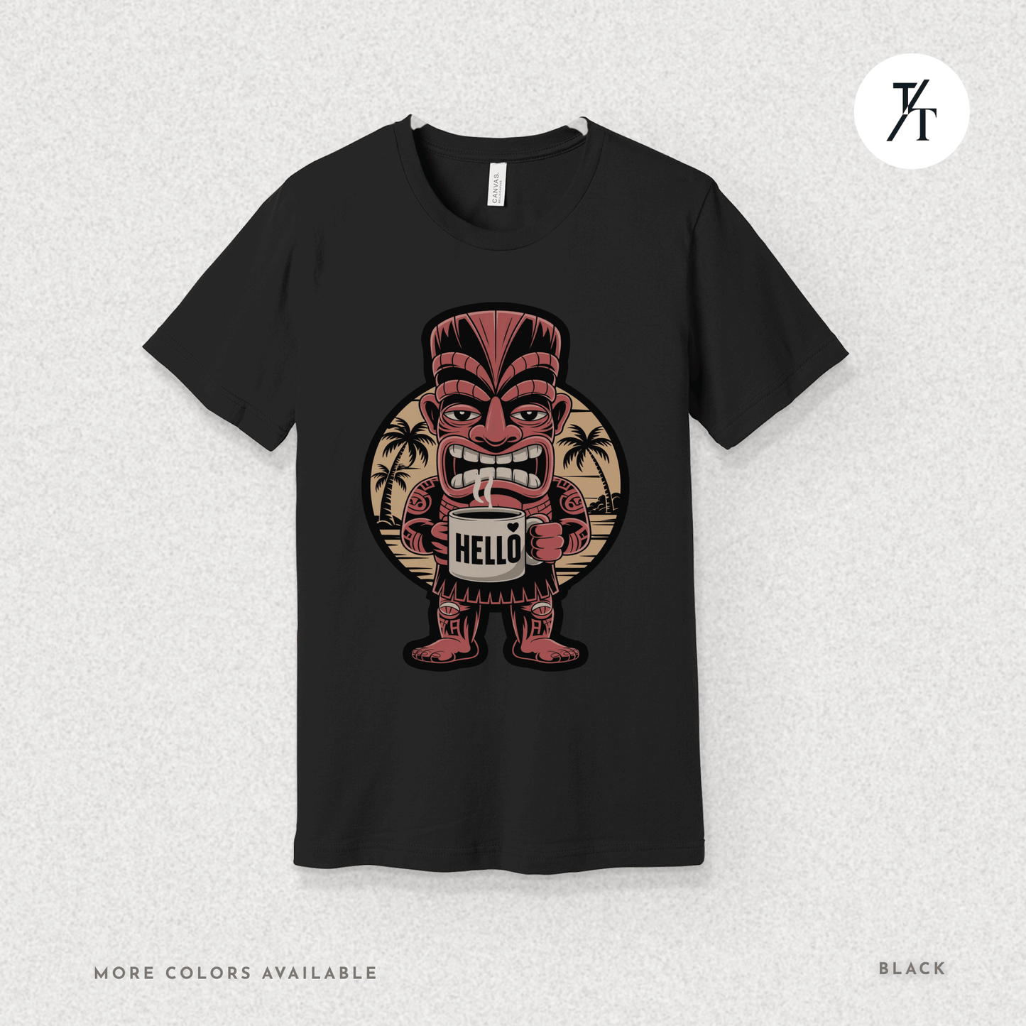 Tiki Coffee Warrior Tee – Bold Retro Island Vibes Graphic Shirt