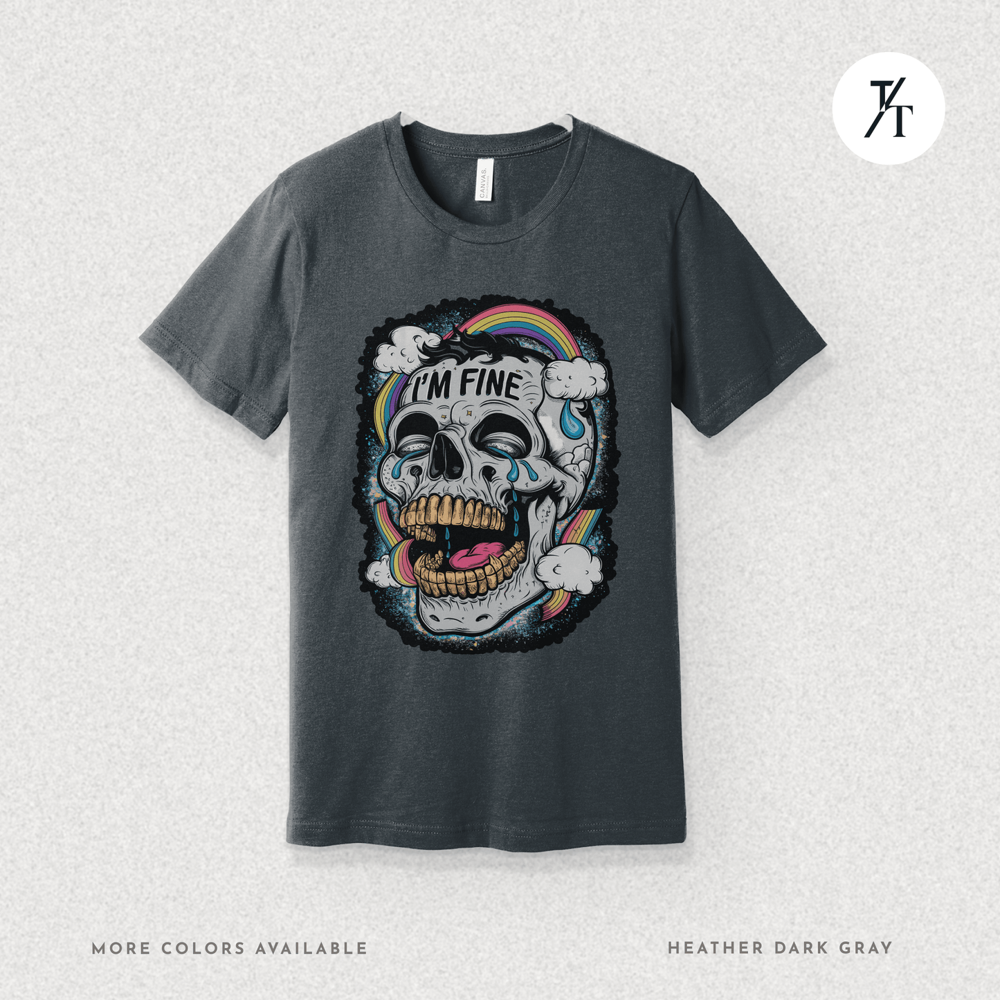 Insane Skull "I'm Fine" Funny Graffiti Style Men's  Mental Health Ironic Parody T-shirt