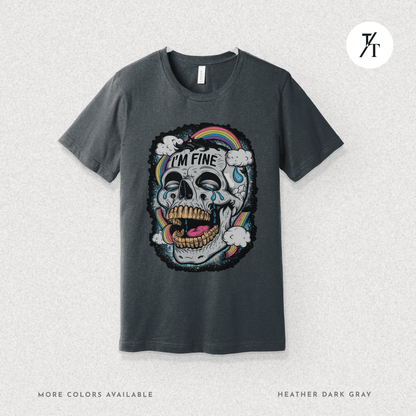 Insane Skull "I'm Fine" Funny Graffiti Style Men's  Mental Health Ironic Parody T-shirt